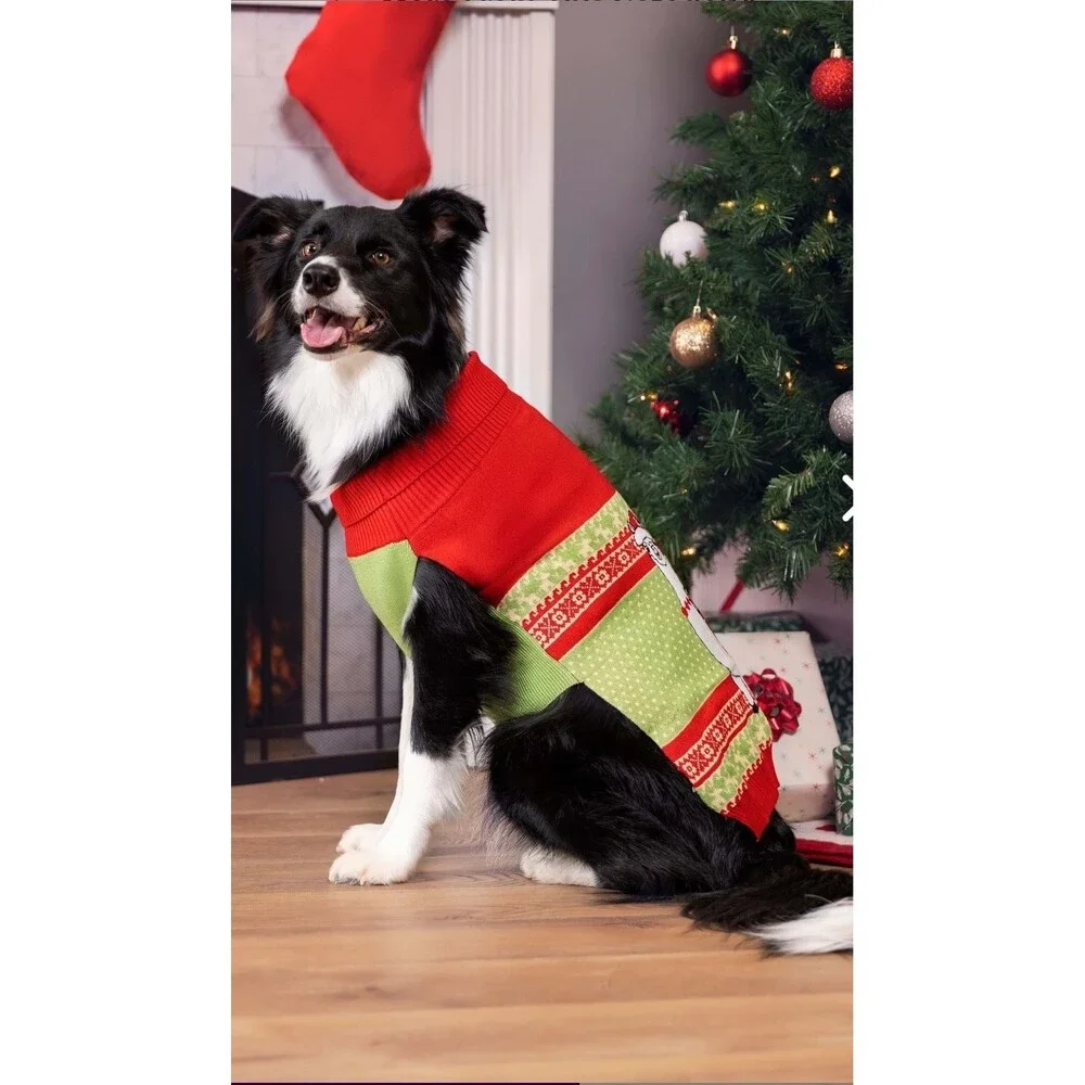 Llama Dog Holiday Christmas‎ Pet Ugly Sweater Medium Xmas Noel Funny New NWT
